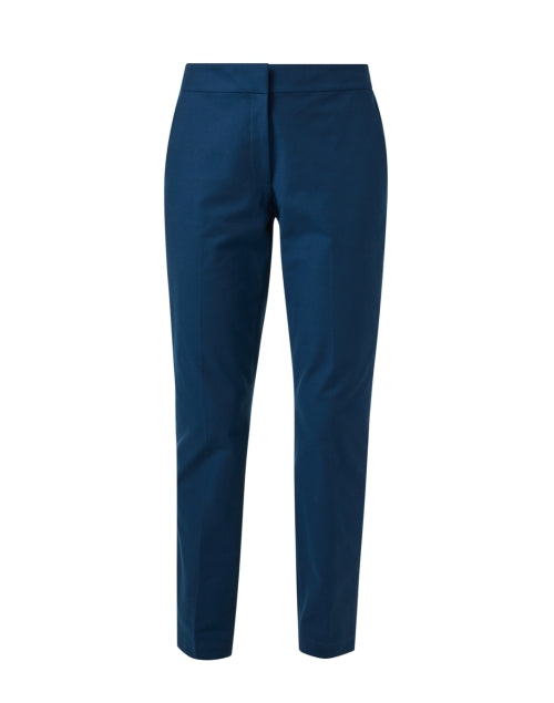 Stylish Men's Manhattan Blue Cotton Stretch Blend Ankle-Length Tailored Pants