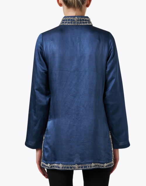 Stylish Marilyn Indigo Embroidered Women's Tunic Top for Special Occasions