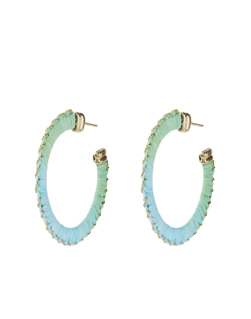 Stylish Women's Belo Blue Raffia Ombre Hoop Earrings for Resort Wear