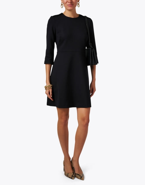 Elegant Black Knitted Sheath Dress for Classic American Luxury