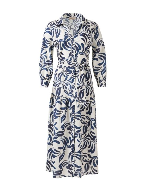 Stylish Blue and White Patterned Cotton Women's Shirt Dress for All Occasions
