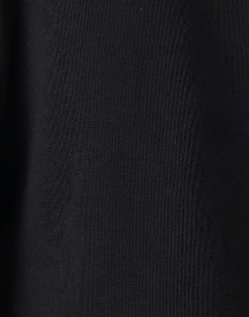 Stylish Black Pima Cotton Knit Top with Embroidered Hem and Eyelet Cutouts