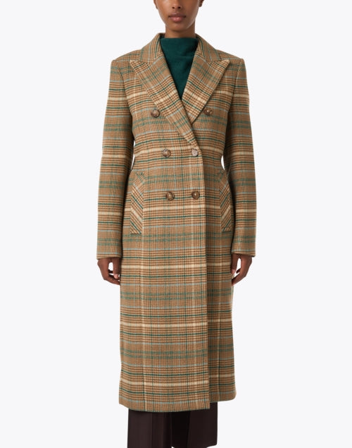 Stylish Brown Plaid Double - Breasted Longline Coat for Seasonal Wardrobe