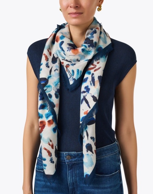 Luxurious 100% Silk Multi Abstract Pattern Print Fashion Scarf