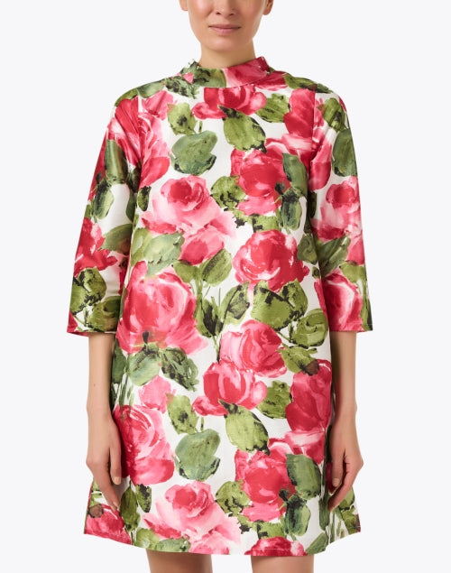 Diplomat Feminine Pink and Green Floral-Print Charming Dress