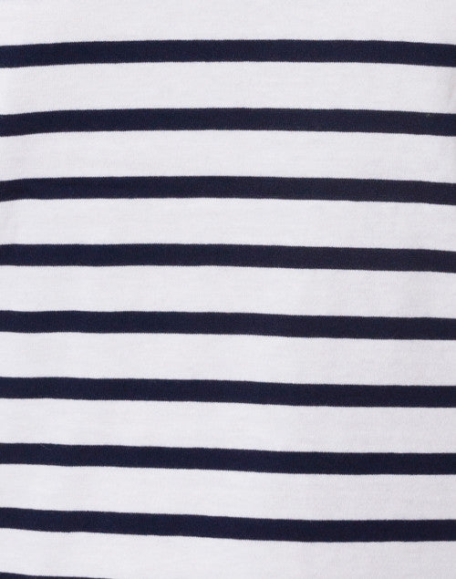 Etrille Classic White and Navy Striped Cotton Casual Women's Top