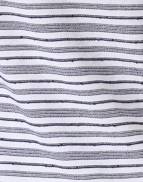Podio Casual Women's White and Navy Striped Knit Cotton Blend Sequin Accented Top