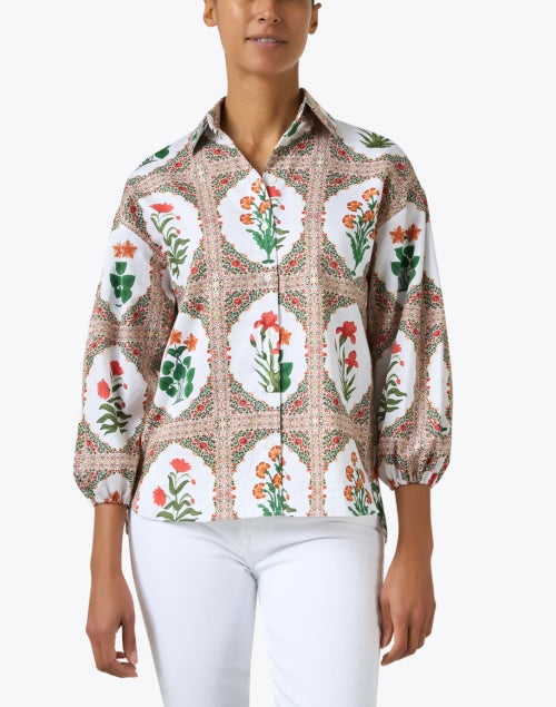 Stylish Manga Floral Print Button-Front Women's Blouse
