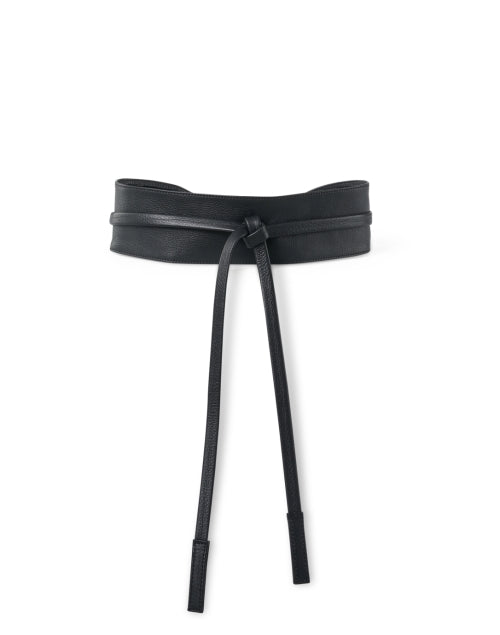 Stylish Archer Men's Black Leather Wrap Self - Tie Fashion Belt