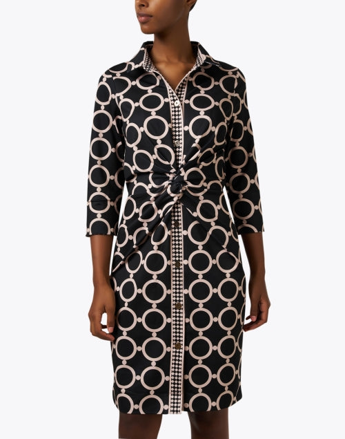 Stylish Black and Brown Print Twisted Women's Dress