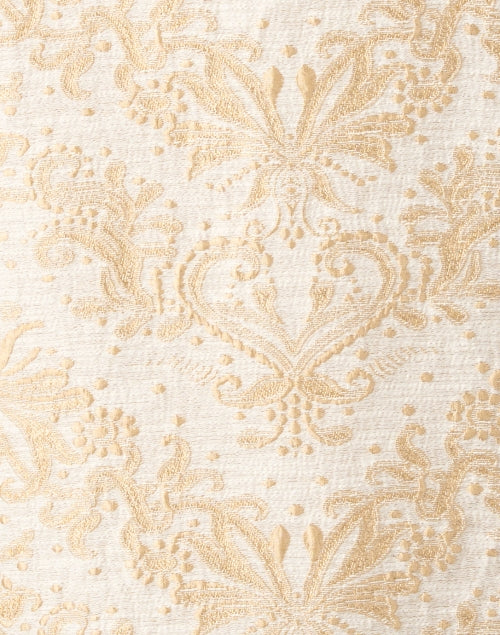 Luxurious Ivory Square - Neck Jacquard Flare - Sleeve Jacket