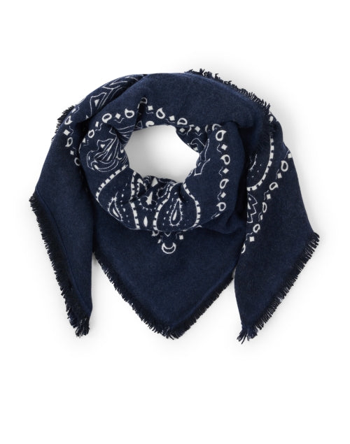 Navy Bandana Pattern Cashmere Scarf Inspired by Hachiko