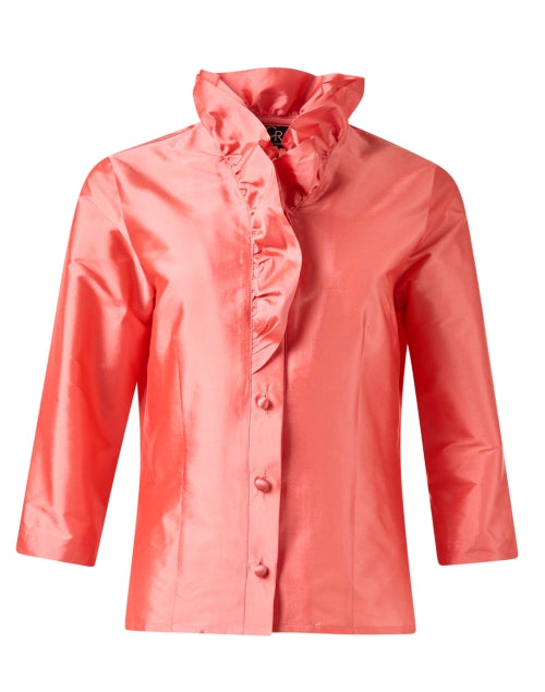 Celine Women's Coral-Colored Silk Blouse Shirt