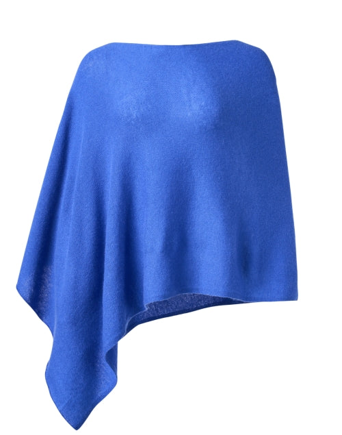 Stunning Royal Blue Cashmere Poncho-Style Ruana for Cool Weather