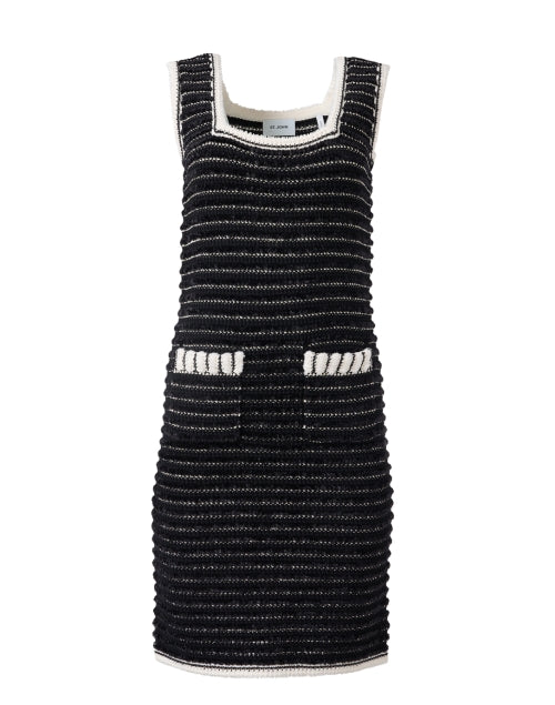 Elegant Black and Ecru Tweed Mini Dress for Special Occasions