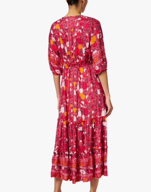 Stylish Carrie Red-Printed Midi Button-Down Dress