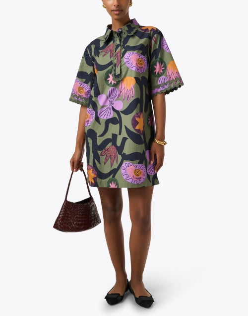 Stylish Bergen Olive Green Multi - Patterned Printed Shirt - Style Dress for Fashionable Women