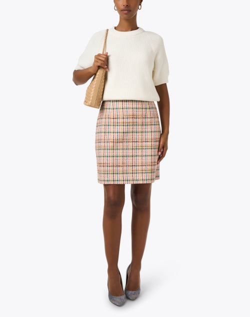 Stylish Women's Marguerite Multi - colored Tweed and Denim Mini Skirt