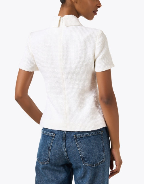 Stella Ivory Tweed-Fabric Collared Fashion Top for Women's Everyday Wear