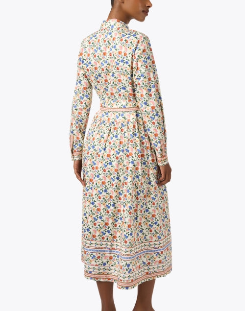 Kaitlyn Women's Ivory Multi-Colored Floral Print Shirt Style Dress