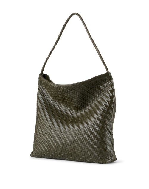 Sera Olive Green Soft Woven Leather Tote Bag for Elegant Carry