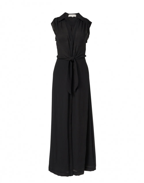 Stylish Madsen Sleeveless Black Crinkle Gauze Shirt Dress