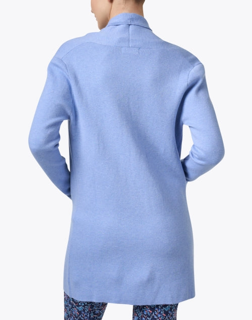 Luxurious Blue Cotton-Silk Blend Lightweight Travel Coat