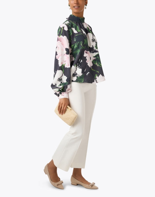 Stylish Black Multi - Floral Women's Top for All - Day Comfort