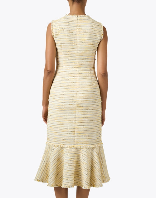 Santorelli's Andi Women's Chamomile Yellow and Ivory Tonal Tweed Sheath Party Dress