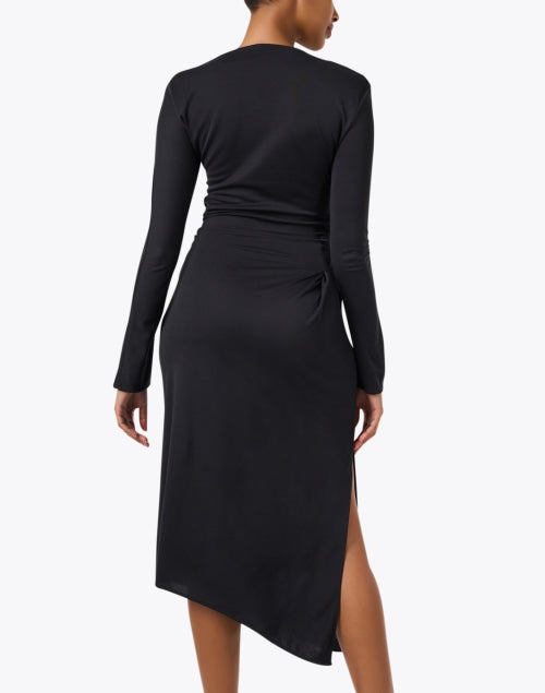 Stylish Black Knit Asymmetrical Dress for a Bold Look