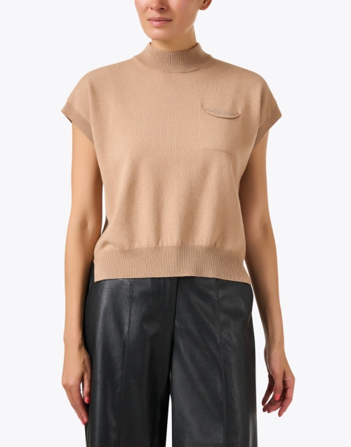 Stylish Brown Wool, Silk, and Cashmere Blend Knit Sweater for Daily Wear
