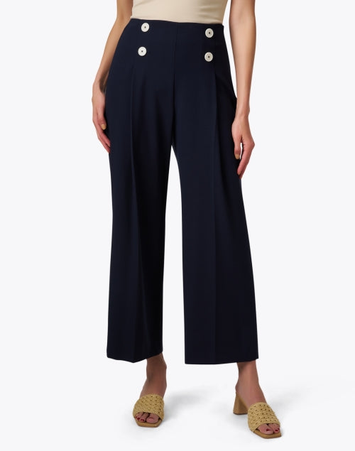 LK Bennett Retro-Inspired Wide-Leg Navy Parker Trouser