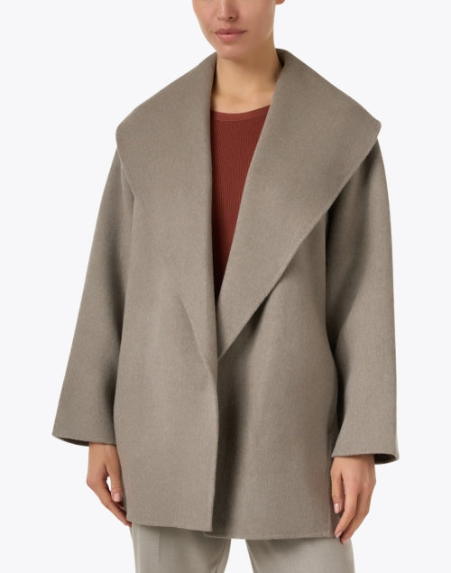 Stylish Finley Taupe Wool Shawl-Style Outerwear Coat