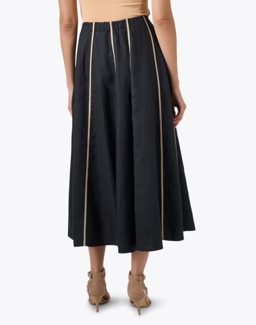 Stylish Black and Beige Linen A-Line Skirt for Various Occasions