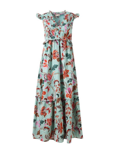 Stylish Constance Blue Floral Printed Cotton Dress for Getaways