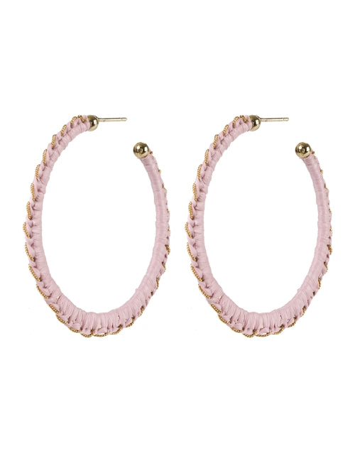 Gas Bijoux Fashionable Belo Pink Raffia Embellished Hoop Earrings for Women