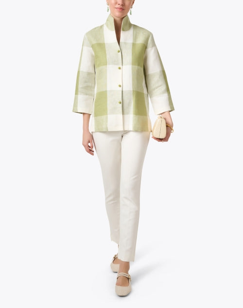 Stylish Ronette Women's Green Print Linen Fashion Jacket