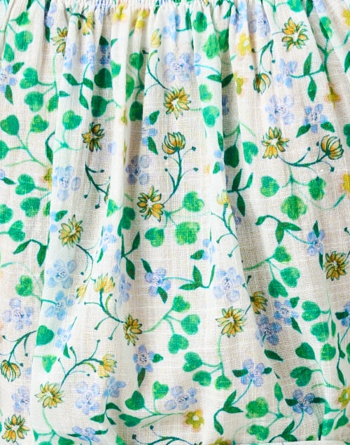 Gorgeous Raquel Linen Top with Green Floral Print