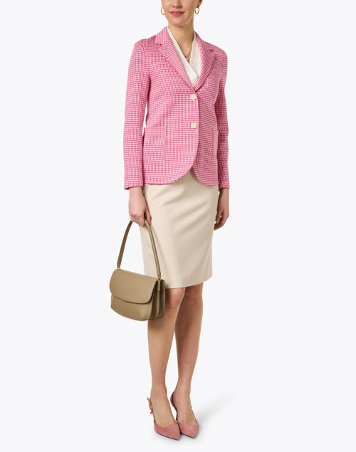 Beige Logan Stretch Knit Pull - On Pencil Skirt