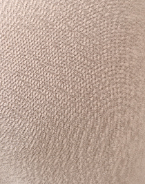 Beige Stretch Crepe Slim Fit Cropped Ankle Pull - on Pants