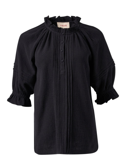 Stylish Billie Black Cotton Women's Top with Feminine Details