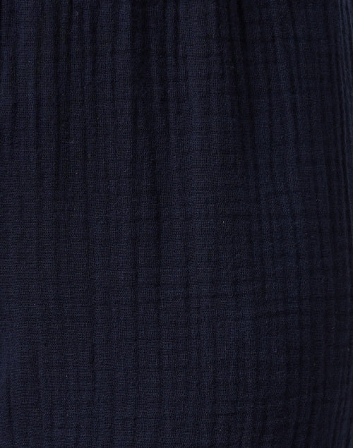 Bella Navy Comfortable 100% Cotton Gauze Straight - Leg Elastic - Waist Pants