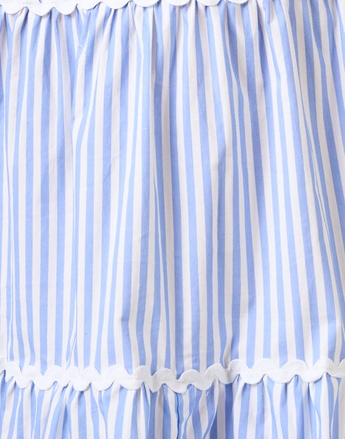 Stylish Blue and White Striped Smocked Cotton Women's Dress for Warm Weather