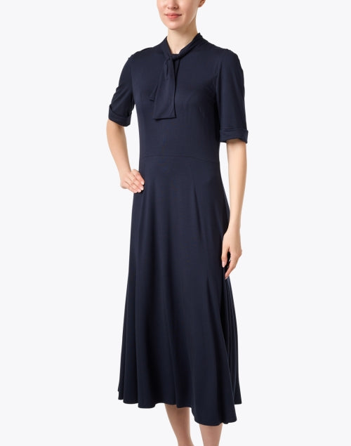 Navy Self - Tie Neck Fit - and - Flare Tatiana Dress for Women