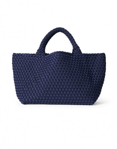 St. Barths Medium-sized Navy Blue Woven Neoprene Handbag - Ideal Tote with Matching Pouch