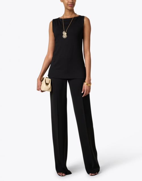 Black Ultra-Soft Touch Boatneck Tank for a Refined Look