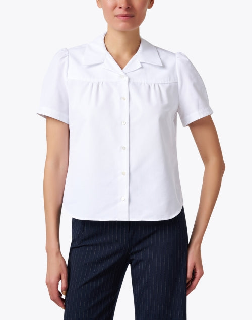 Elegant Constance Pure White Cotton Button - Front Shirt