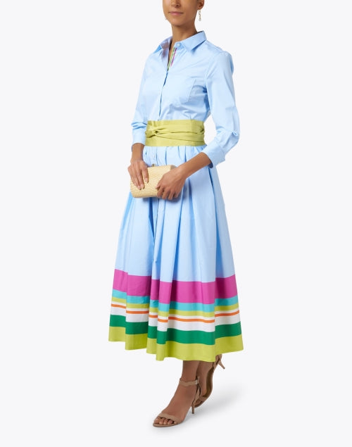 Stylish Lime - Green Wide - Ribbed Self - Tie Cotton Blend Belt from Sara Roka