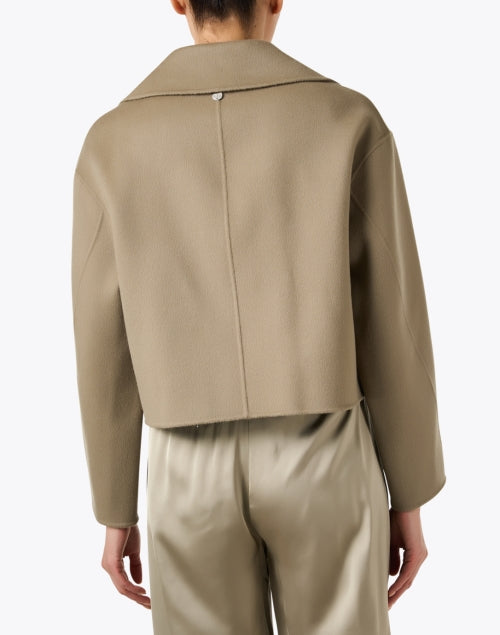 Elegant Olive-Colored Cropped Wool Double-Breasted Coat