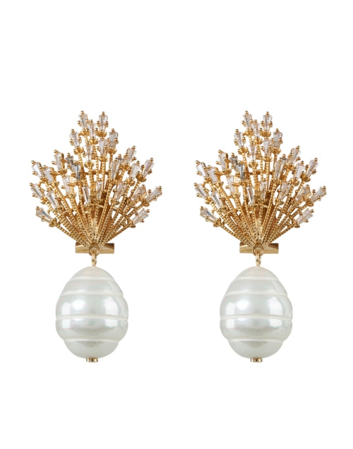 Stunning Gold Plated and Glass Crystal Pearl Drop Earrings for Elegant Look